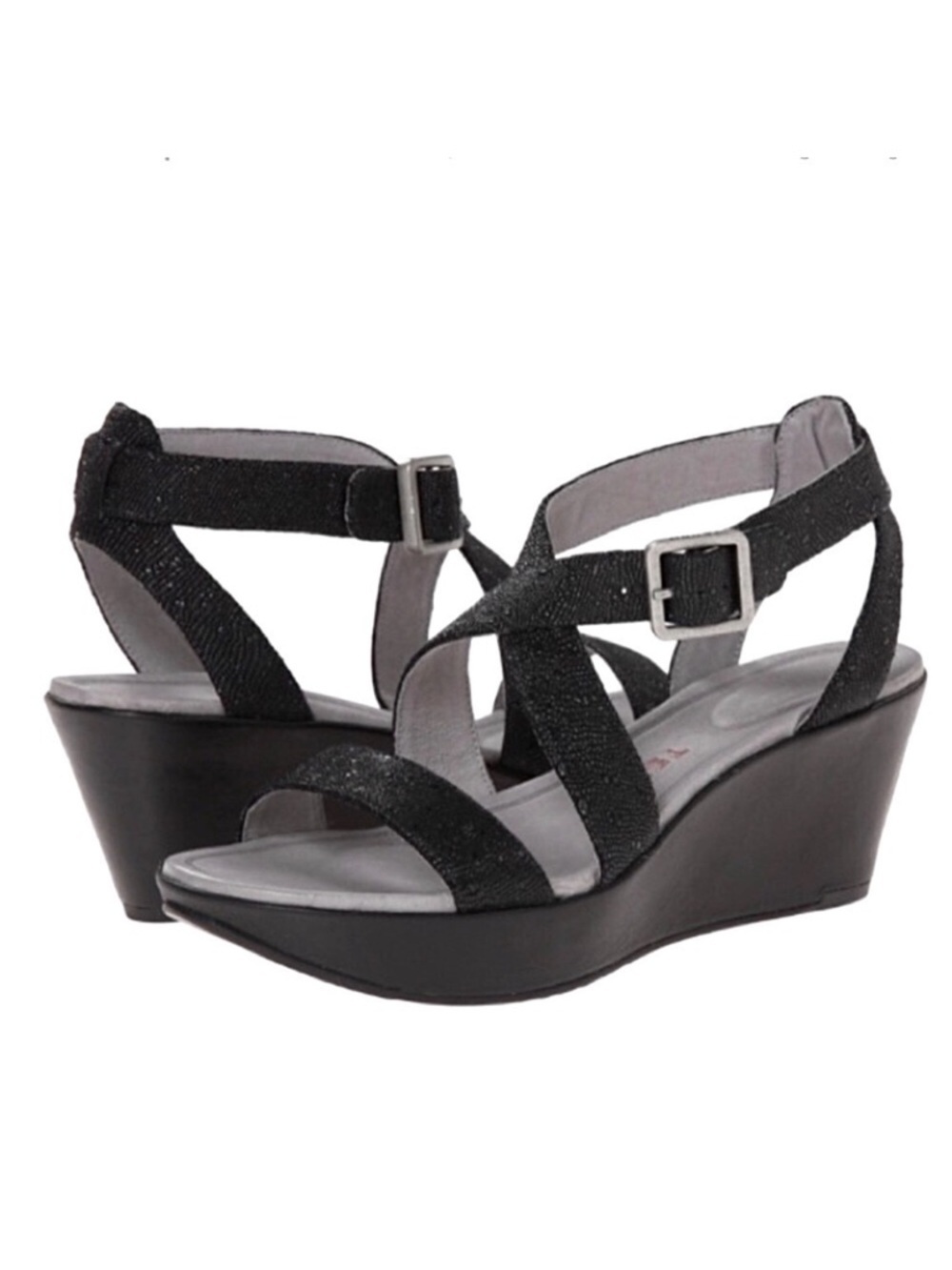 Tsubo Olivette Black Leather Wedge Sandal